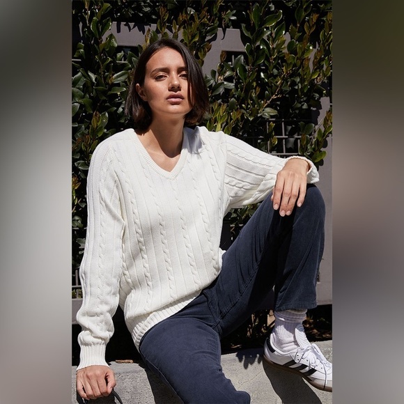 John Galt White Ida Cable Knit Sweater - Picture 2 of 11